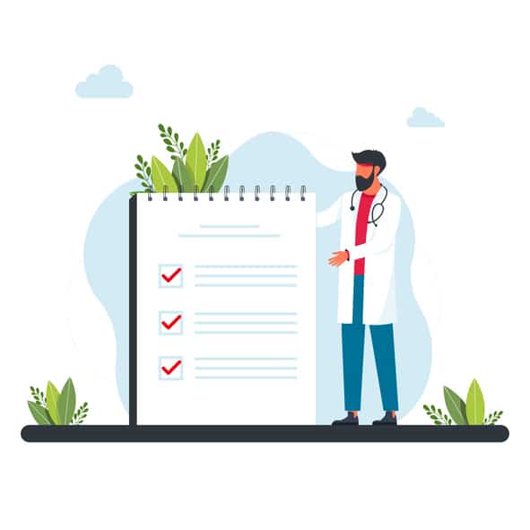 Doctor writing a doctor's note for work.