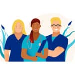 Nurses talking about how to become a nurse.