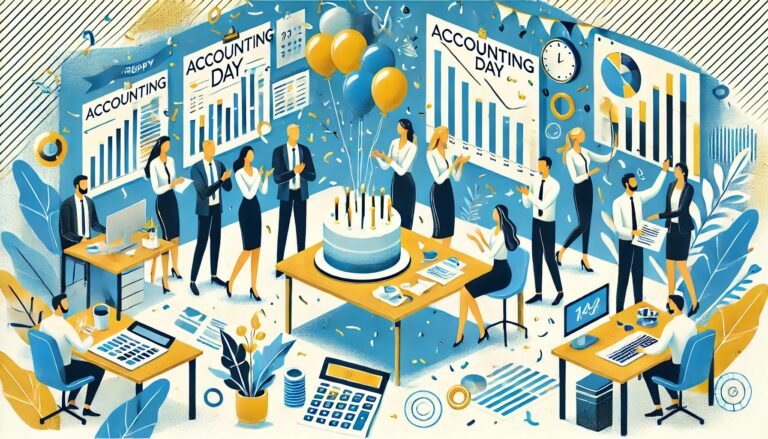 Accountant celebrating Accounting Day.