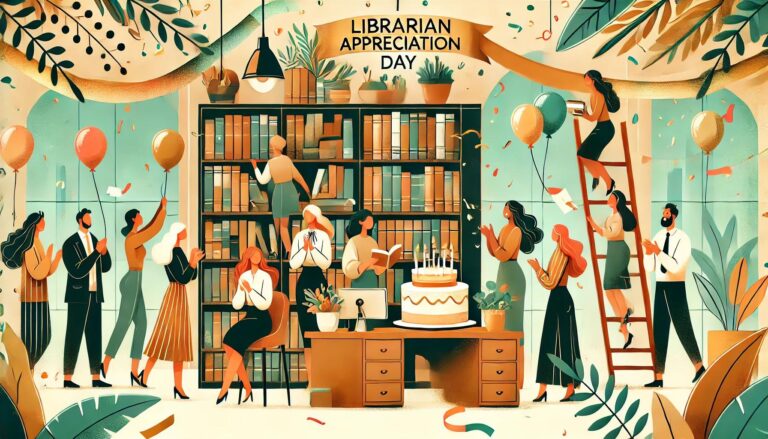 Librarians celebrating Librarian Appreciation Day.