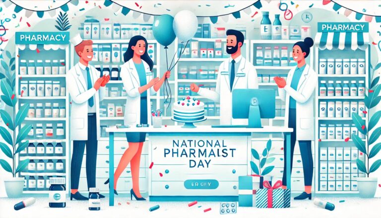 Pharmacist celebrating National Pharmacist Day.
