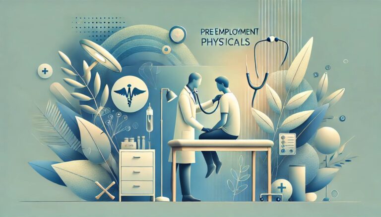 Doctor conducting pre employment physicals.