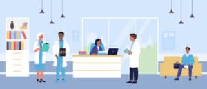 Image depicting medical receptionist duties.