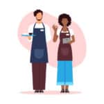 Waiters celebrating National Waitstaff Day.